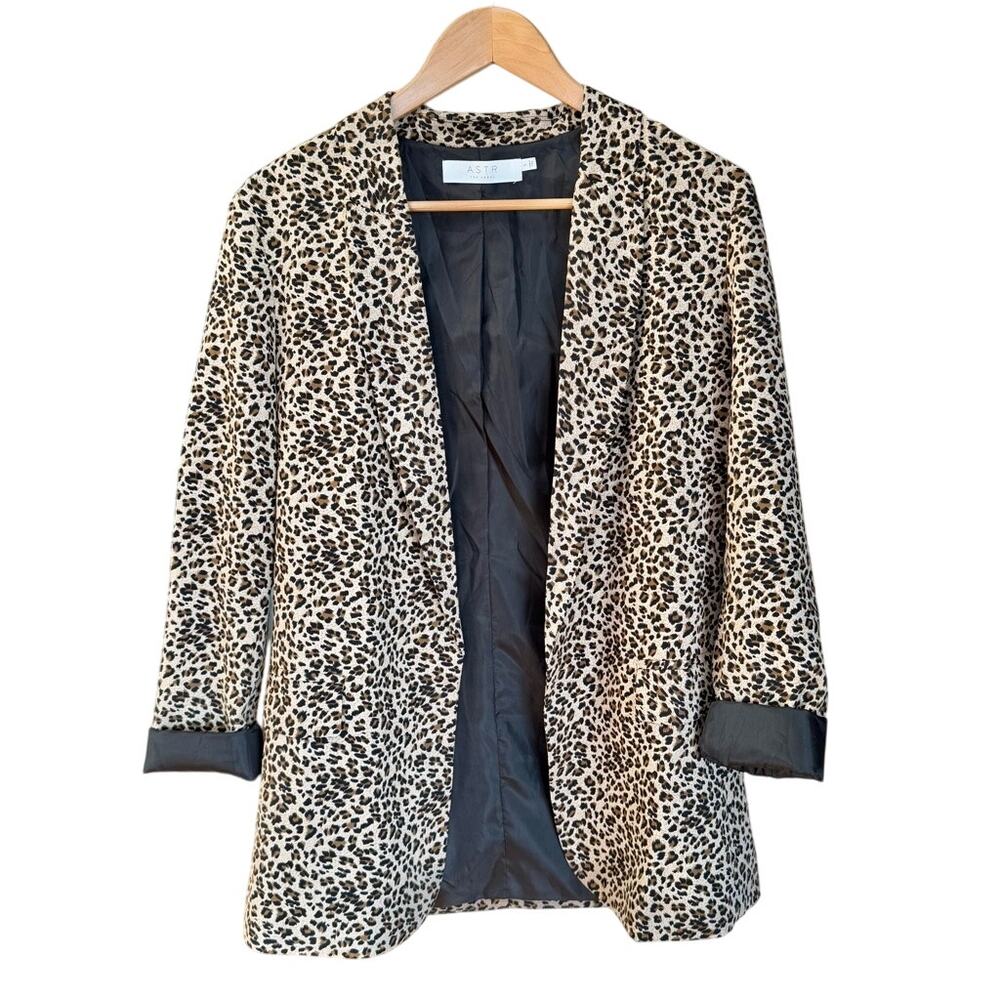 ASTR The Label Leopard Open Front Oversized S Blazer Maximalist Classic MSRP 148